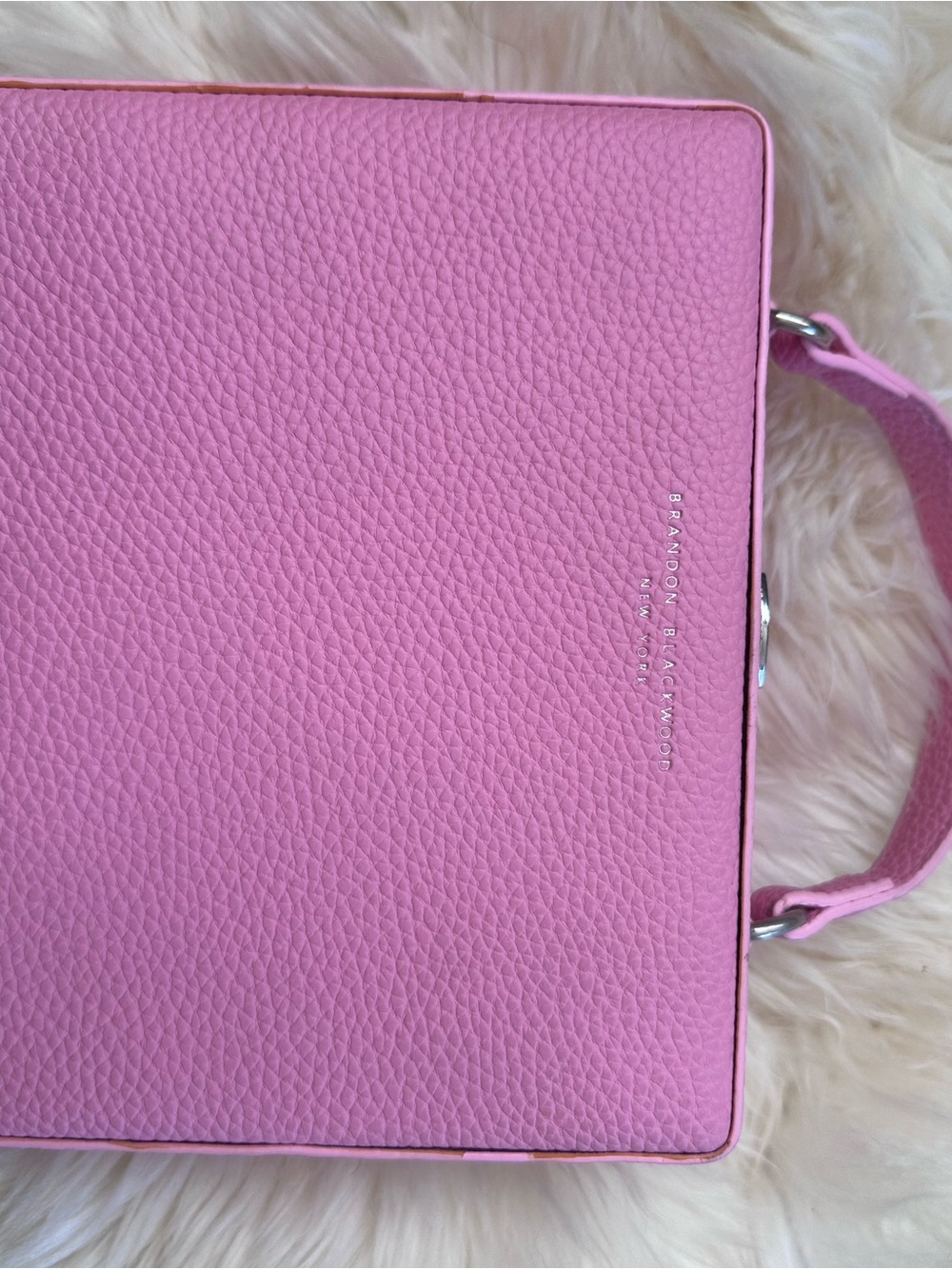 Brandon Blackwood Vibrant Pink Pebbled Leather Top-Handle Satchel
